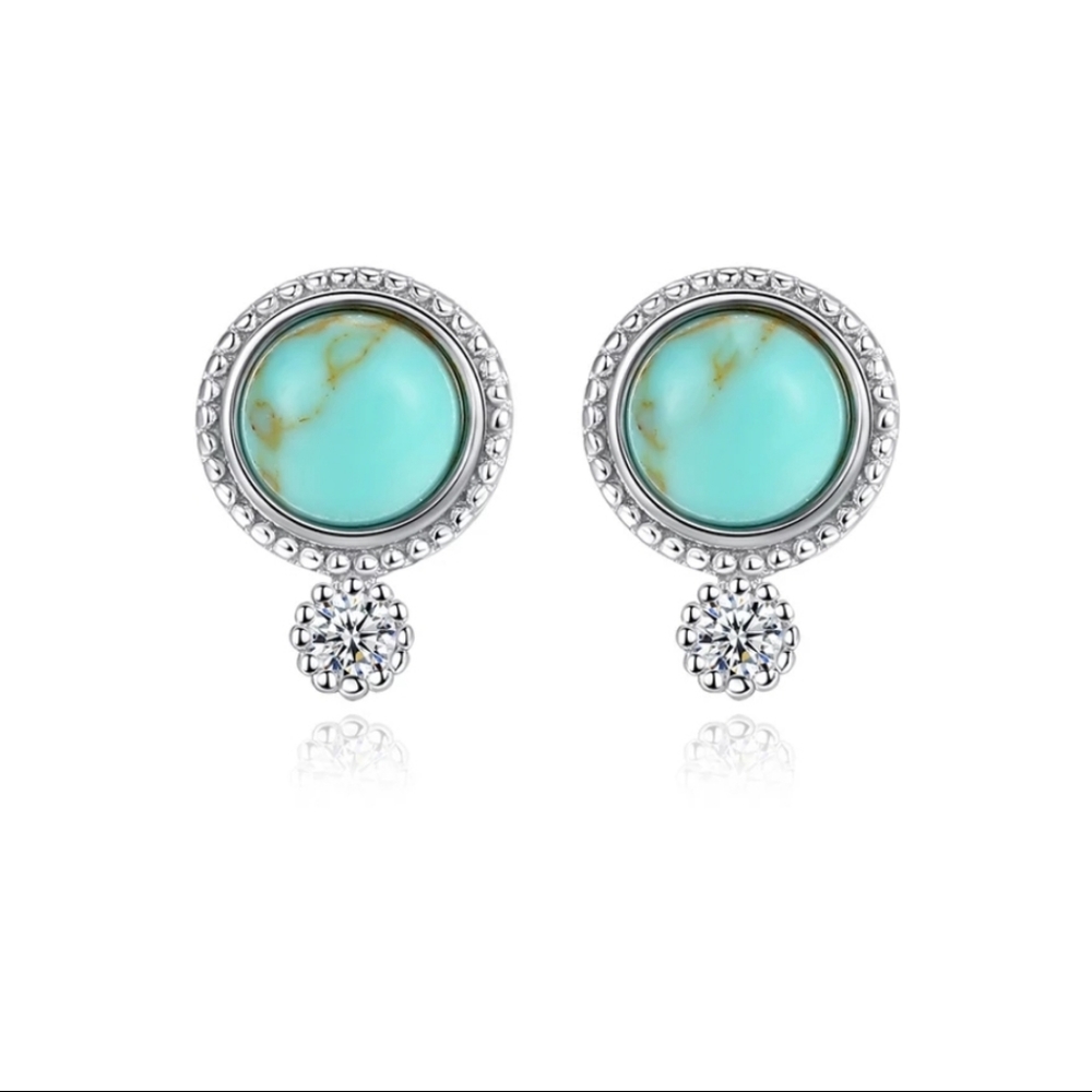SOLD SOLD Sterling Silver Turquoise Stud Earrings - Picture 1 of 5